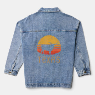 Texas Retro Longhorn Cattle Vintage Texan Lone Sta Denim Jacket