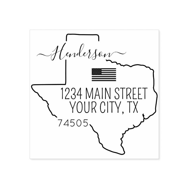 Texas Return Address Custom  Rubber Stamp (Imprint)