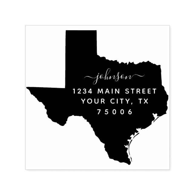 Texas Return Address Custom Rubber Stamp (Design)
