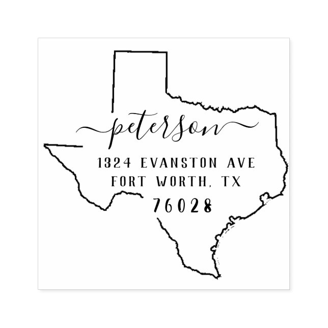 Texas Return Address Wooden Rubber Stamp (Imprint)