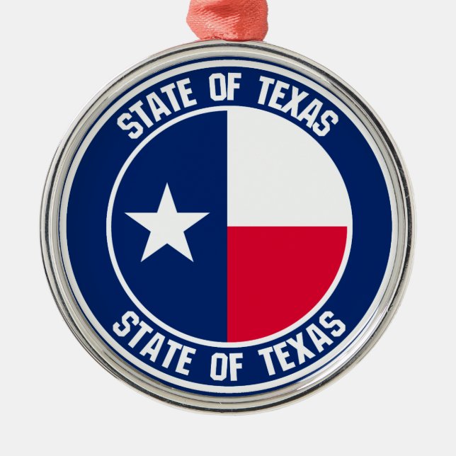 Texas Round Emblem Metal Ornament (Front)