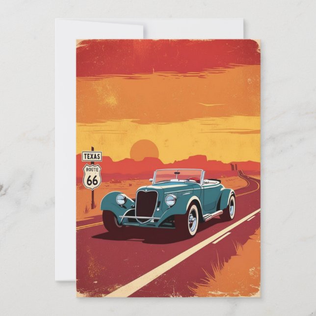 Texas Route 66 FESTIVAL POSRCARD Invitation (Front)