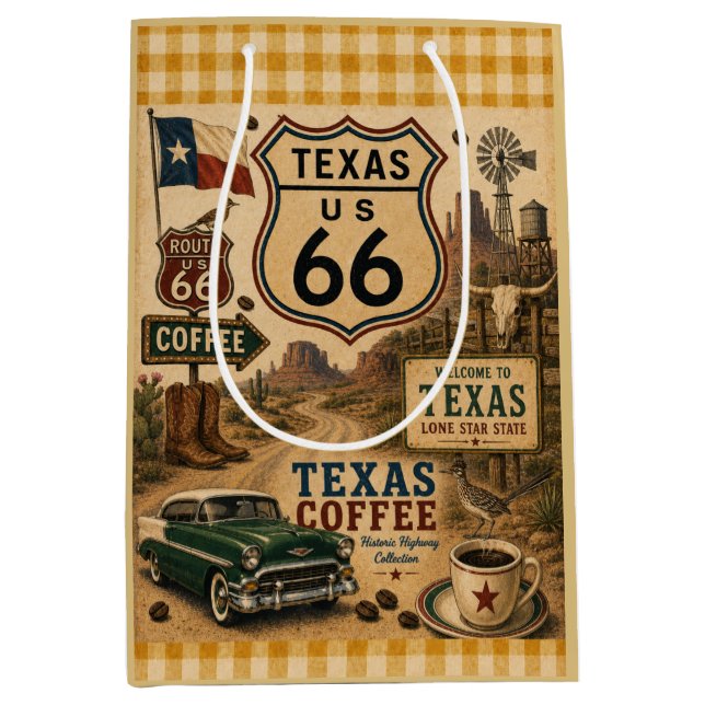 Texas Route 66 Lone Star Gift Road Medium Gift Bag (Front)
