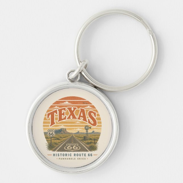 Texas Route 66 Panhandle Road Trip Keepsake Keychain (Front)