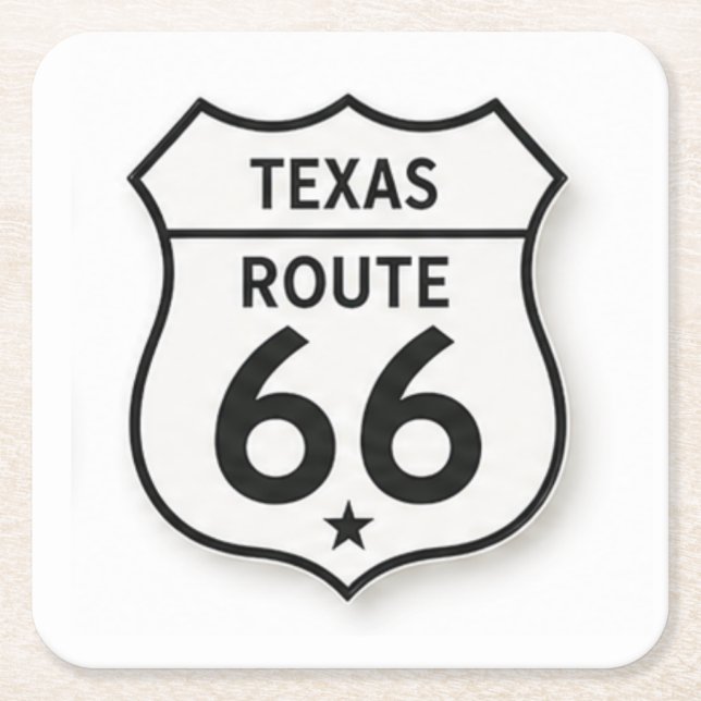 Texas Route 66 Retro White Shield Coaster (Front)