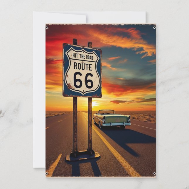 Texas Route 66 Road Trip Memory Invitation (Front)
