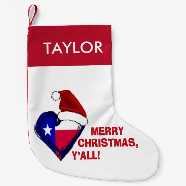 Texas Santa - Merry Christmas Y'all! Small Christmas Stocking (Front)