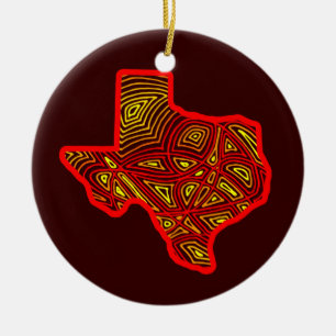 Texas Scribbleprint Art Ceramic Ornament