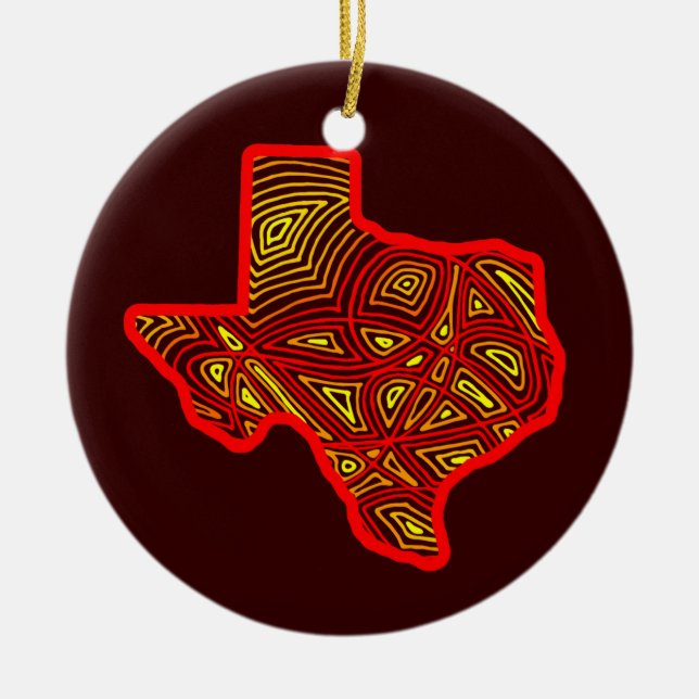 Texas Scribbleprint Art Ceramic Ornament (Front)