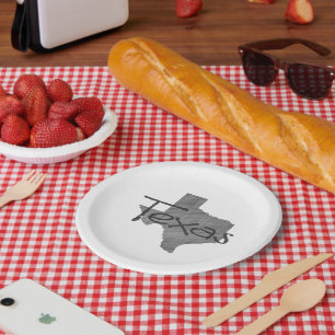 Texas Shaped Grey Lone Star Texan Chalkboard Paper Plate