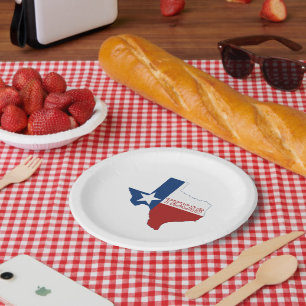 Texas Shaped Lone Star State Flag Texan Party Paper Plate