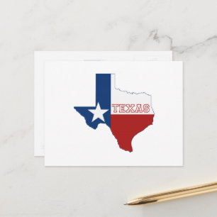 Texas Shaped State Flag Red White Blue Lone Star Postcard