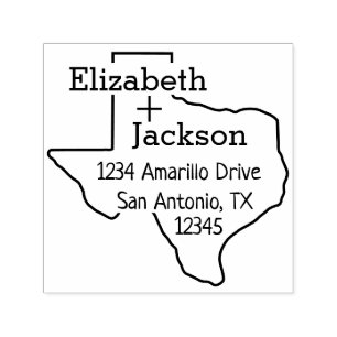 Texas Silhouette Couple Address Self-inking Stamp
