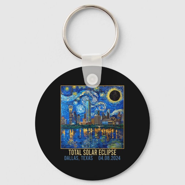 Texas Skyline Artistic Total Solar Eclipse 2024  Keychain (Front)
