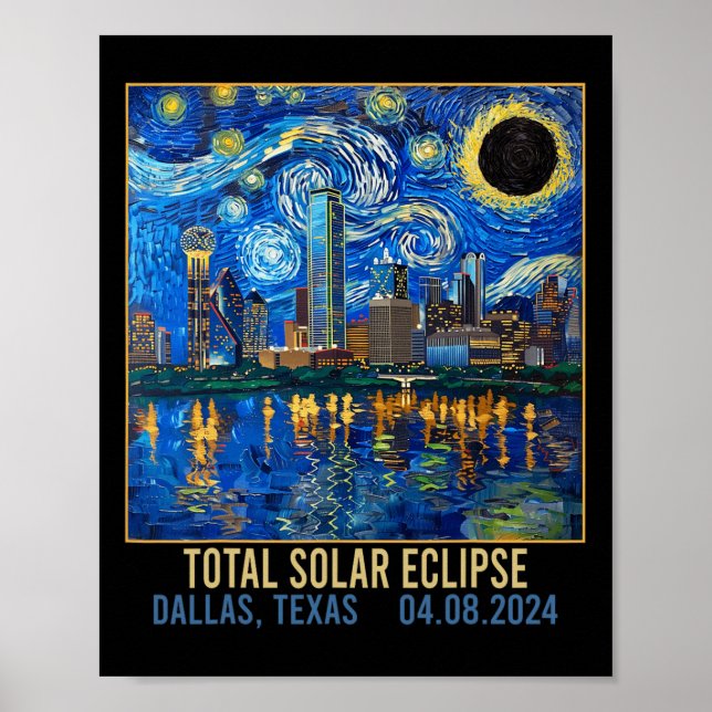 Texas Skyline Artistic Total Solar Eclipse 2024  Poster (Front)