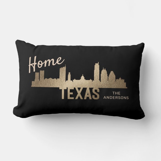 texas skyline gold family home lumbar pillow (Front)