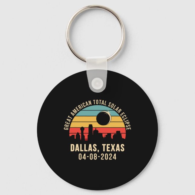 Texas Skyline Total Solar Eclipse 2024  Keychain (Front)