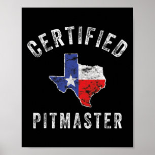 Texas Smoked Meat Bbq Pitmaster Grilling Retro Vin Poster