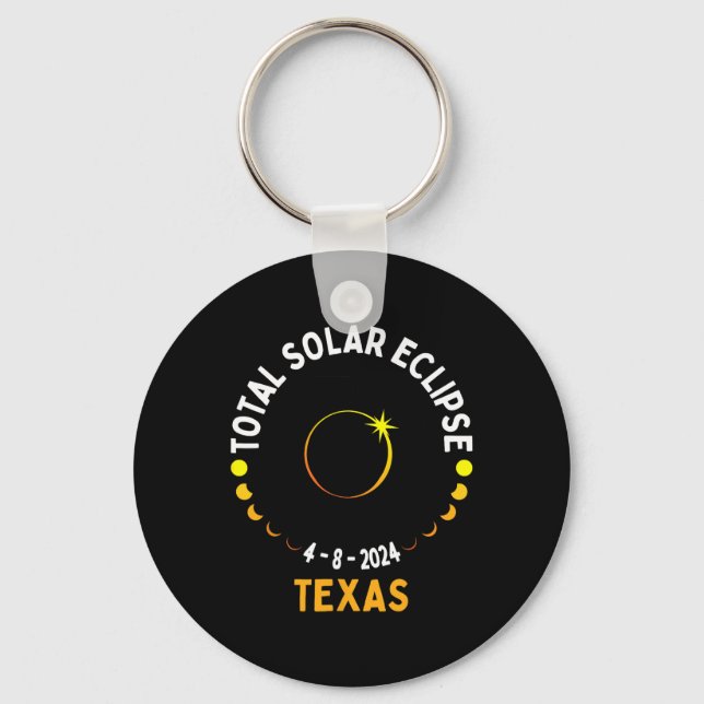 Texas Solar Eclipse 2024 Party Total Usa Map Total Keychain (Front)
