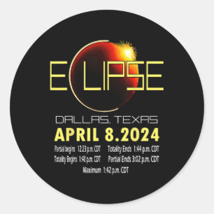 Texas Solar Eclipse 2024 Solar Eclipse Funny Texas Classic Round Sticker