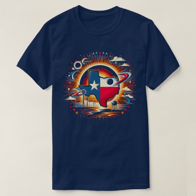 Texas Solar Eclipse 2024 Starry Night Solar Eclips T-Shirt (Design Front)