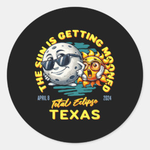 Texas Solar Eclipse Apr 8 2024 Sun Is Getting Moon Classic Round Sticker