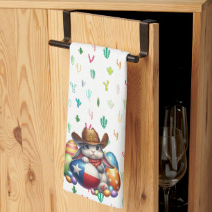 Texas/southwestern Easter bunny sheriff Kitchen Towel