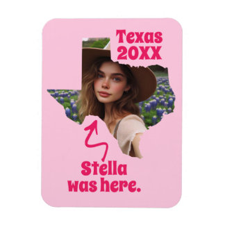 Texas Souvenir Custom Name, Photo, and Year Magnet