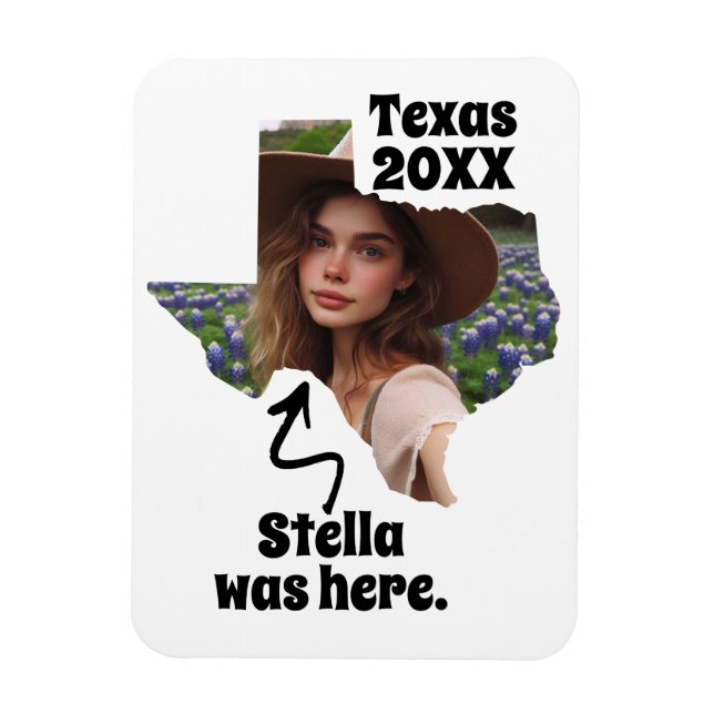 Texas Souvenir Custom Name, Photo, and Year Magnet (Vertical)