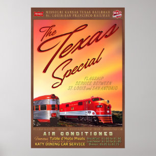 Texas Special Retro Train Poster MKT Katy Frisco