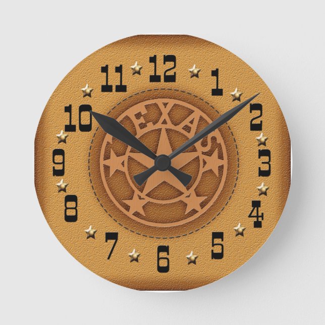 Texas Star Branded Leather Clock (Front)