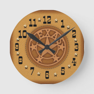 Texas Star Branded Leather Clock