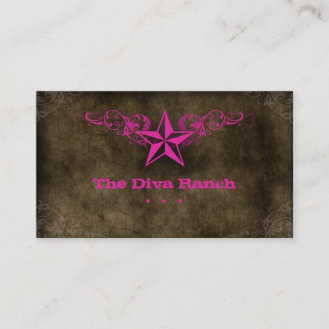 Texas Star Business Card Brown Suede Hot Pink (Front)