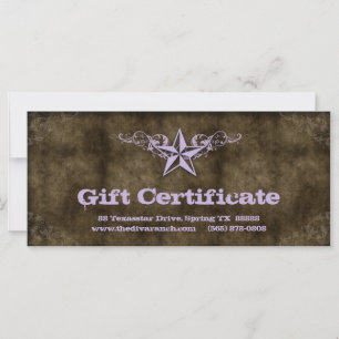 Texas Star Gift Certificate Card Hot Purple Brown