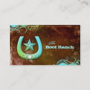 Texas Star Horseshoe Business Card Brown Blue
