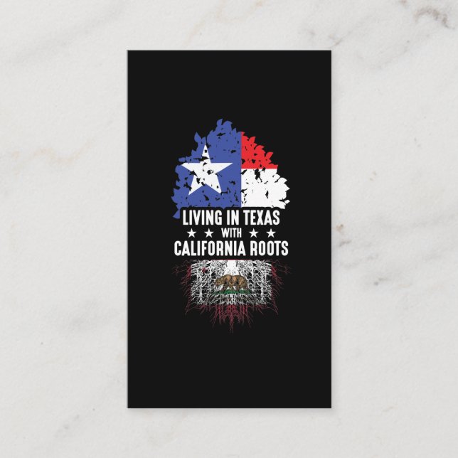 Texas State Ancestry Flag California Roots Tree Business Card (Front)