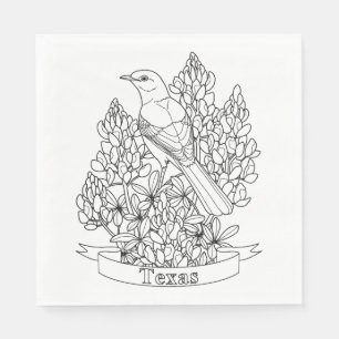 Texas State Bird & Flower Colouring Page Napkin