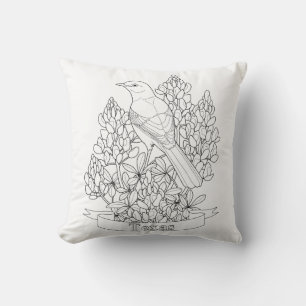 Texas State Bird & Flower Colouring Page Throw Pillow