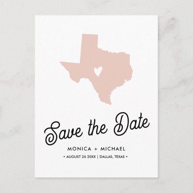 TEXAS State Destination Wedding ANY COLOR   Announcement Postcard (Front)
