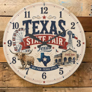 Texas State Fair  Festival Western Carnival  Large Clock