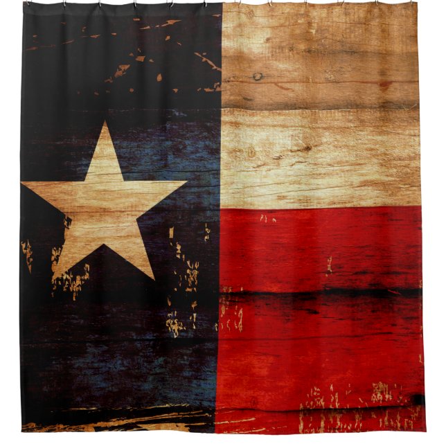 Texas State Flag in Rustic Wooden Grunge Look (Front)