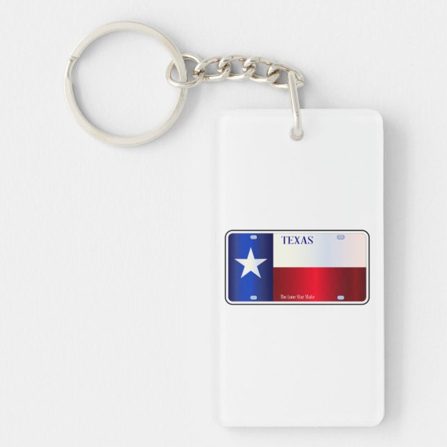 Texas State Flag License Plate Keychain (Front)