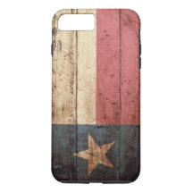 Texas State Flag on Old Wood Grain