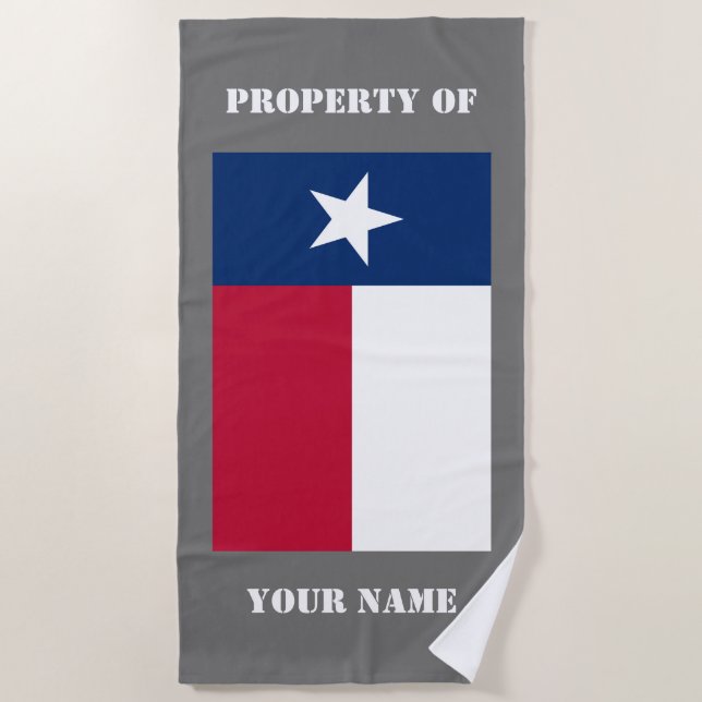 Texas state flag personalized beach towel (Front)