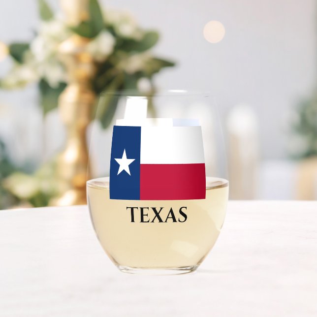 Texas state flag personalized stemless wine glass (Insitu (Wedding))