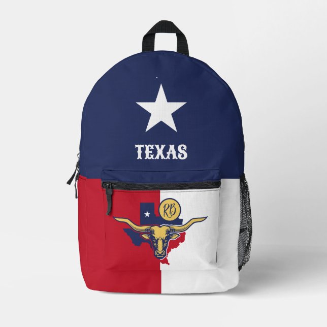 Texas State Flag Printed Backpack (Front)