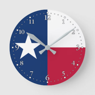Texas State Flag Round Clock