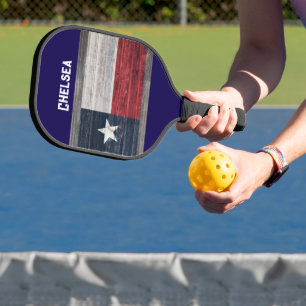 Texas state flag rustic style dark blue add text  pickleball paddle