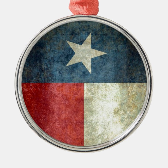Texas state flag - vertical banner style metal ornament (Front)