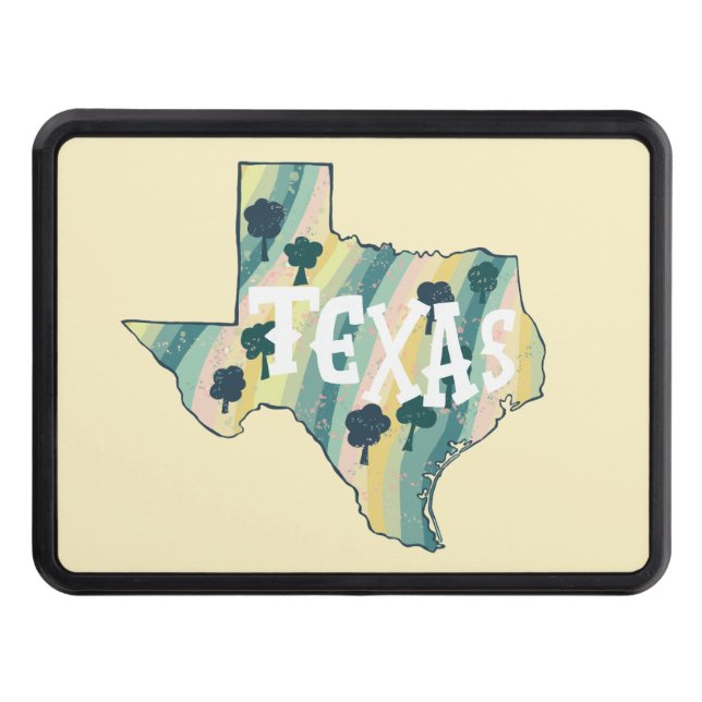 Texas State Illustrated Map  Trailer Hitch Cover (Front)